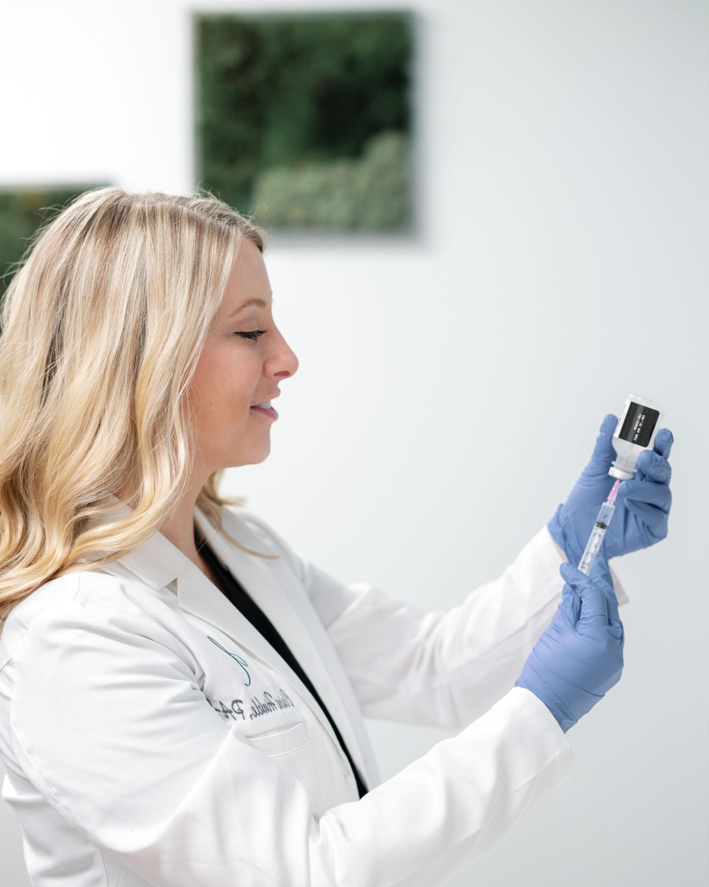 Claire preparing to perform Botox For Rosacea in Columbus, Ohio